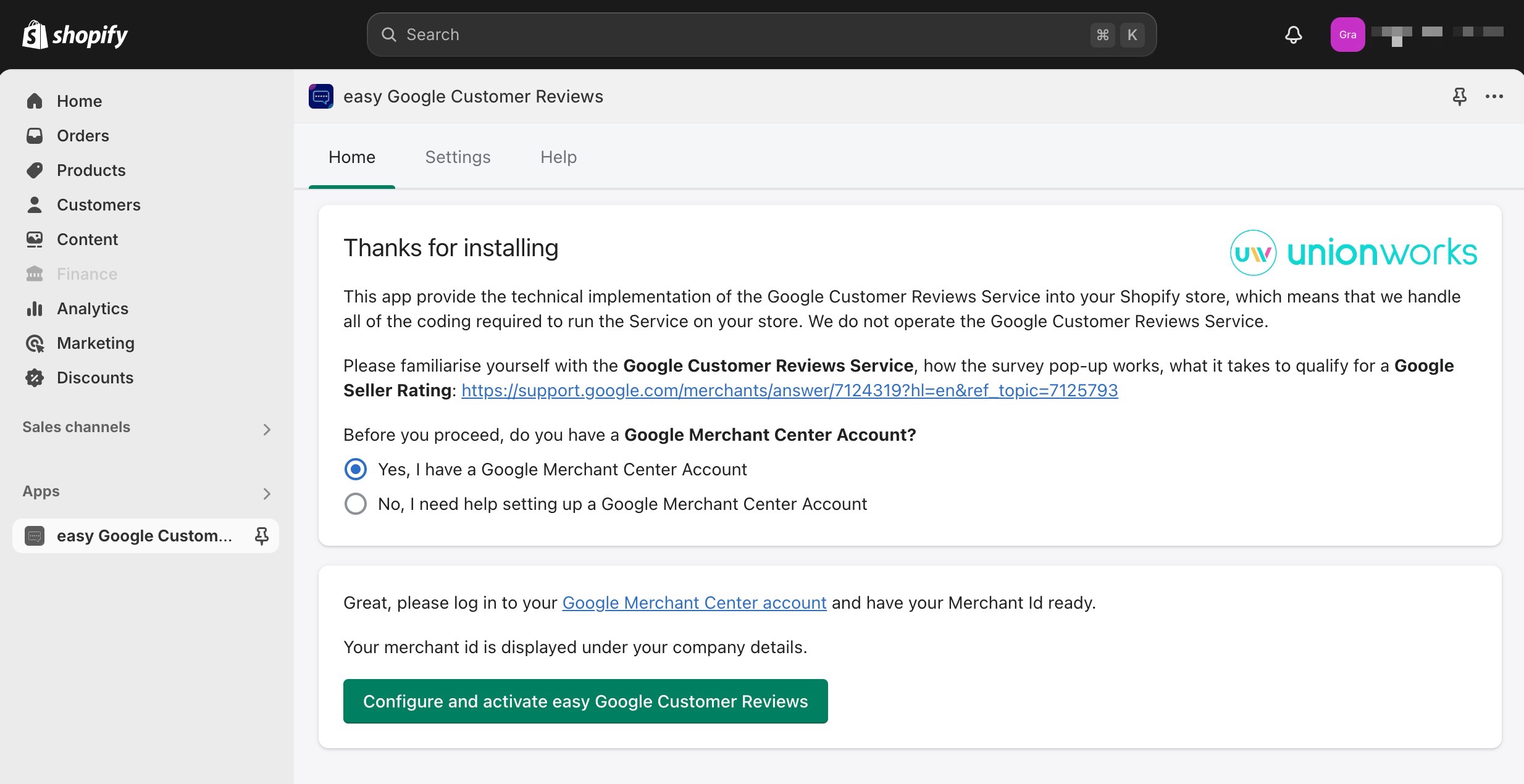 Installation easy Google Customer Reviews